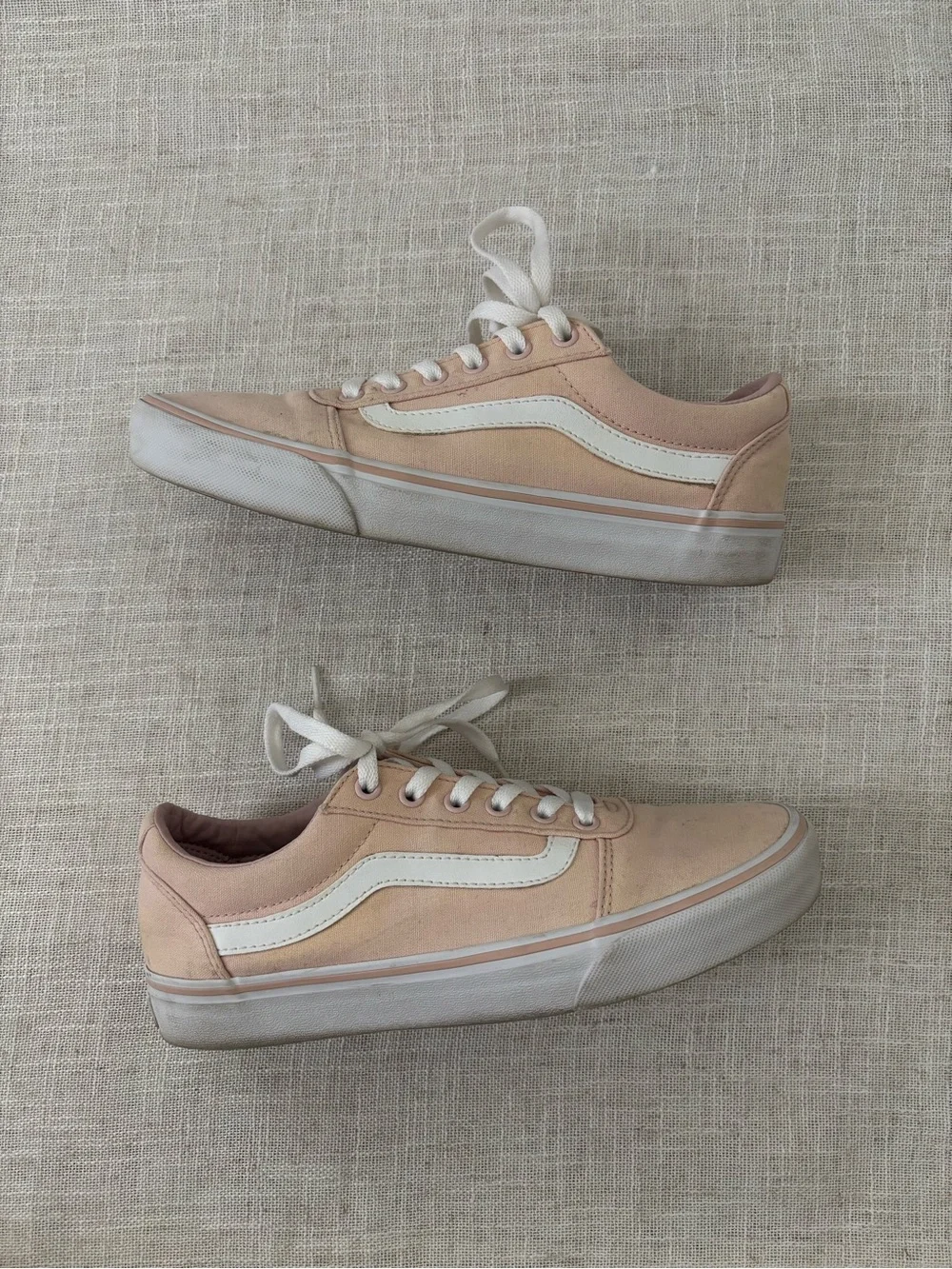 Vans Old Skool Low Top Canvas Sneakers Pink White 9